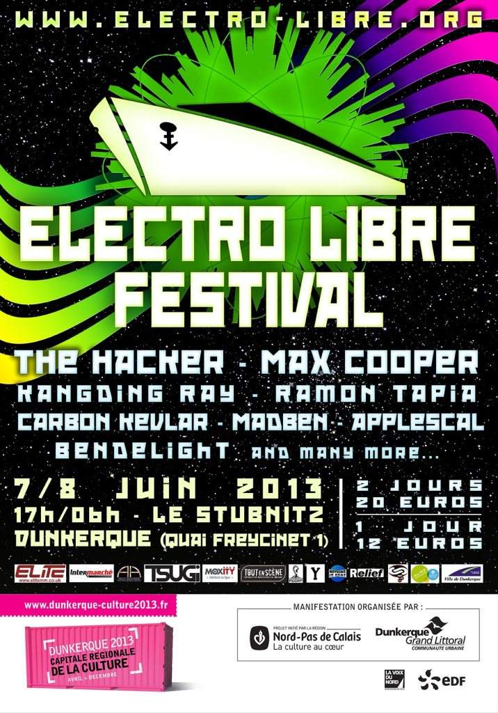 Electro Libre Festival - Dunkerque - 7 & 8 June 2013 - フライヤー表