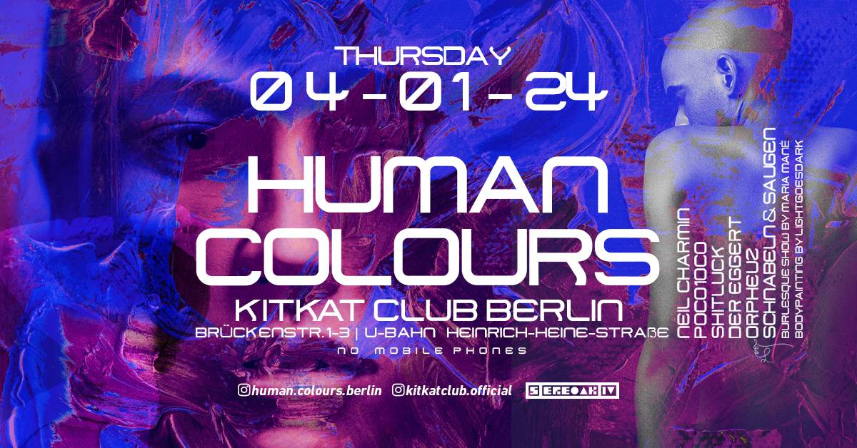 HUMAN COLOURS 'Kinky New Year' at KitKat Club w/ Neil Charmin / Shitluck / Der Eggert / - Página frontal