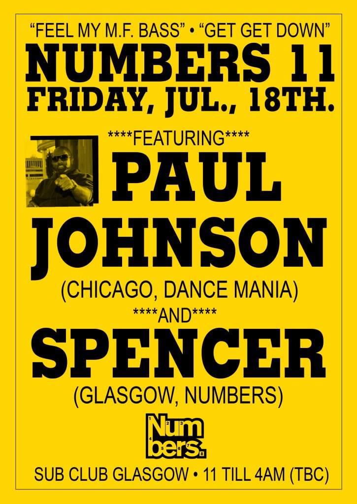 Numbers 11th Birthday with Paul Johnson & Spencer - Página frontal
