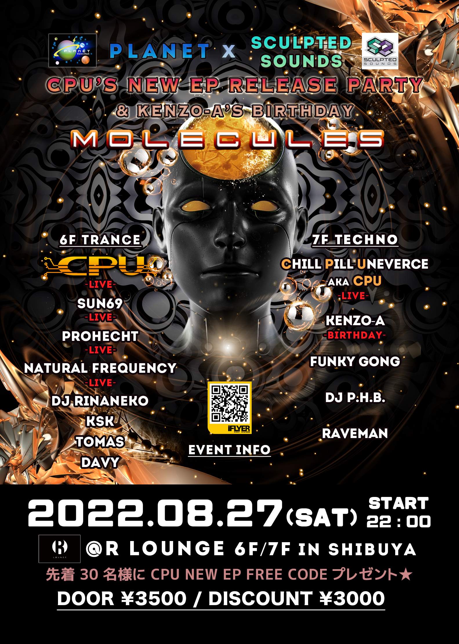 CPU New EP Release Party 'Molecules' organized by Planet x Sculpted Sounds - Página trasera