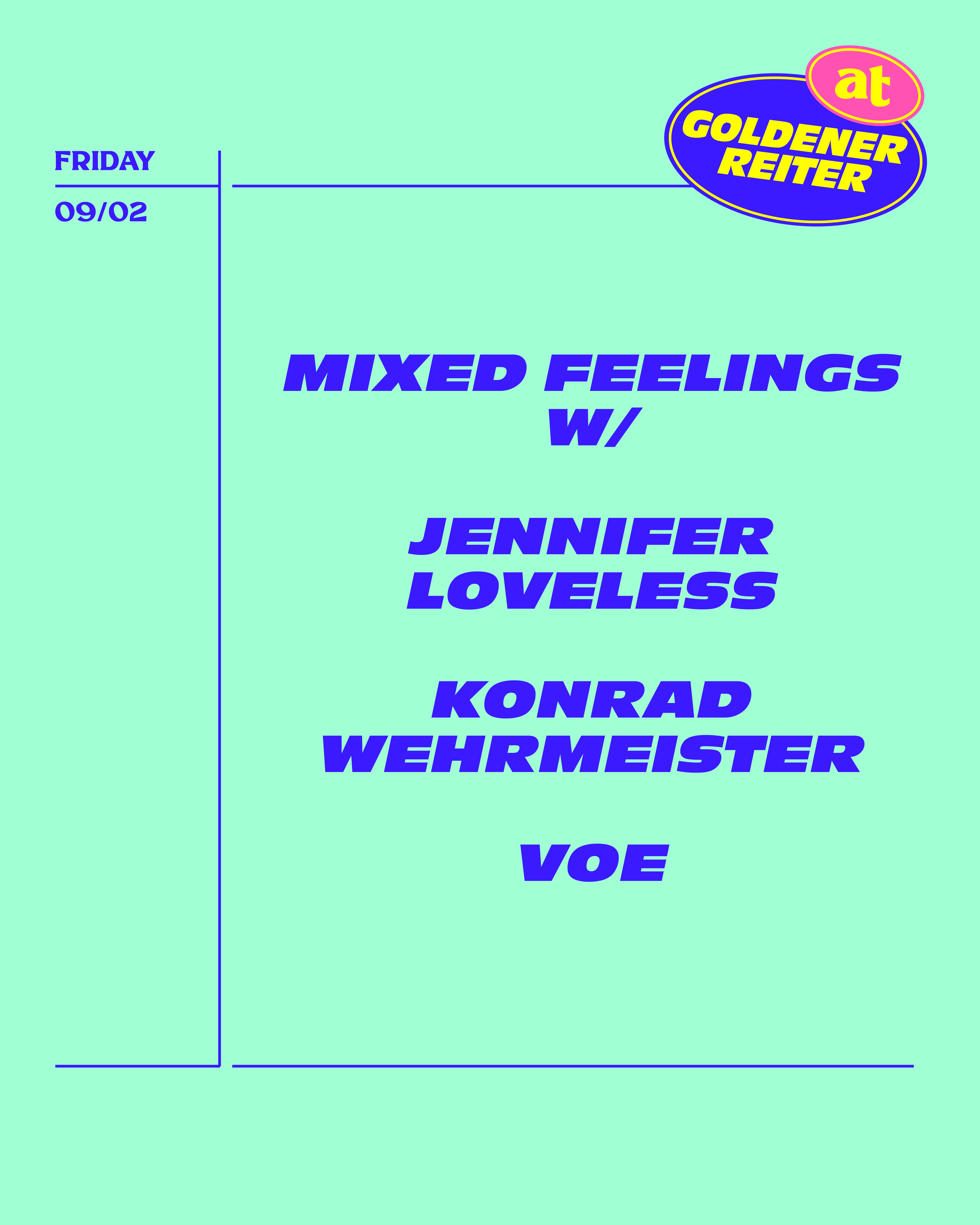Mixed Feelings with Jennifer Loveless, Konrad Wehrmeister & VOE - フライヤー表
