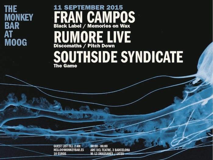 The Monkey Bar presents Fran Campos, Rumore, Southside Syndicate - Página frontal