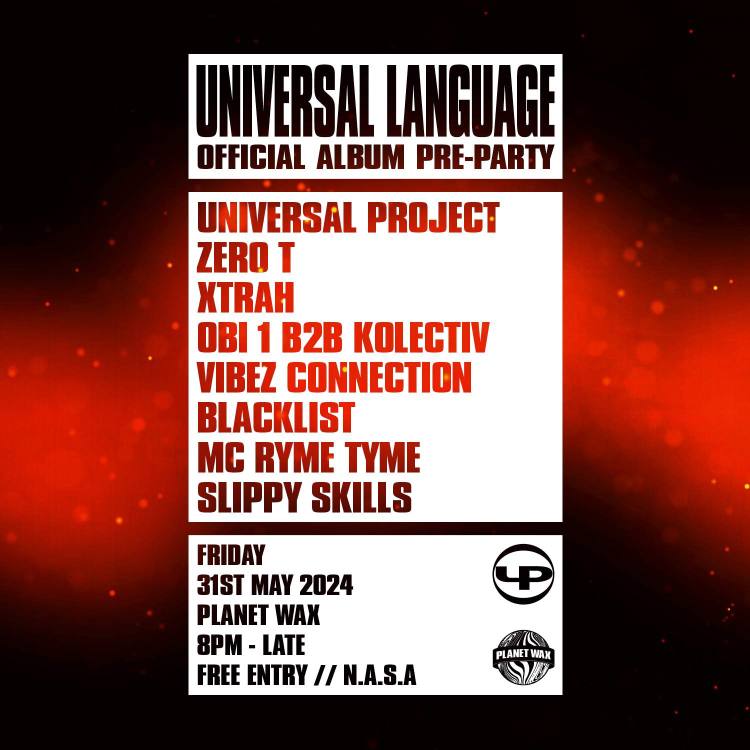 Universal Language Album Pre-Party - Página frontal