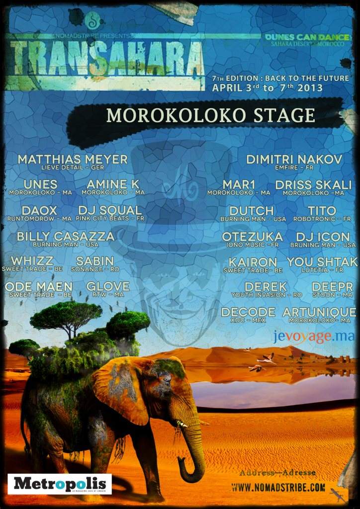 Moroko Loko Stage at Transahara Festival 2013 - フライヤー表