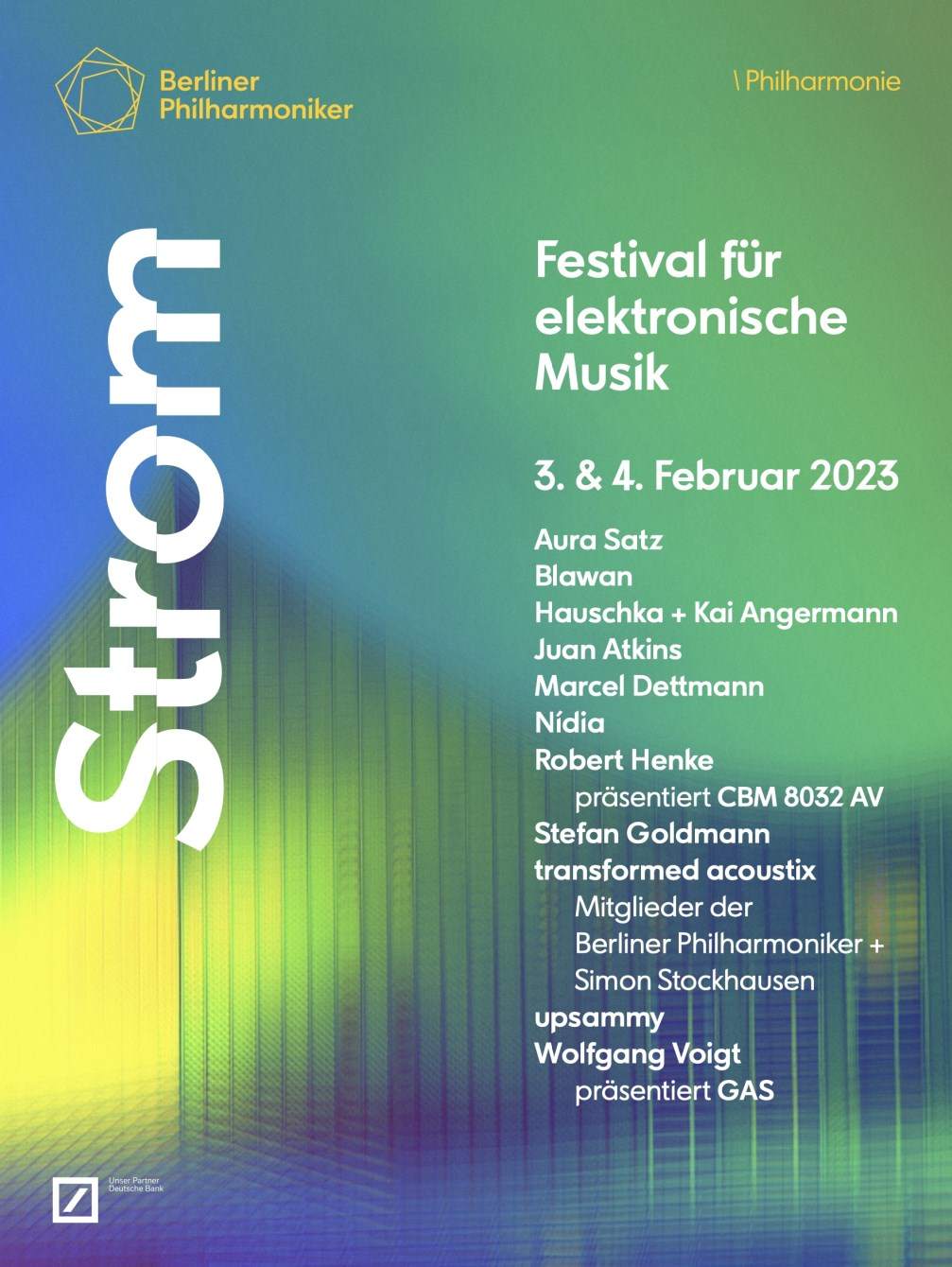 Strom Festival – Day 1: GAS / Wolfgang Voigt, Hauschka, Marcel Dettmann, Nídia, Stefan Goldmann - フライヤー表