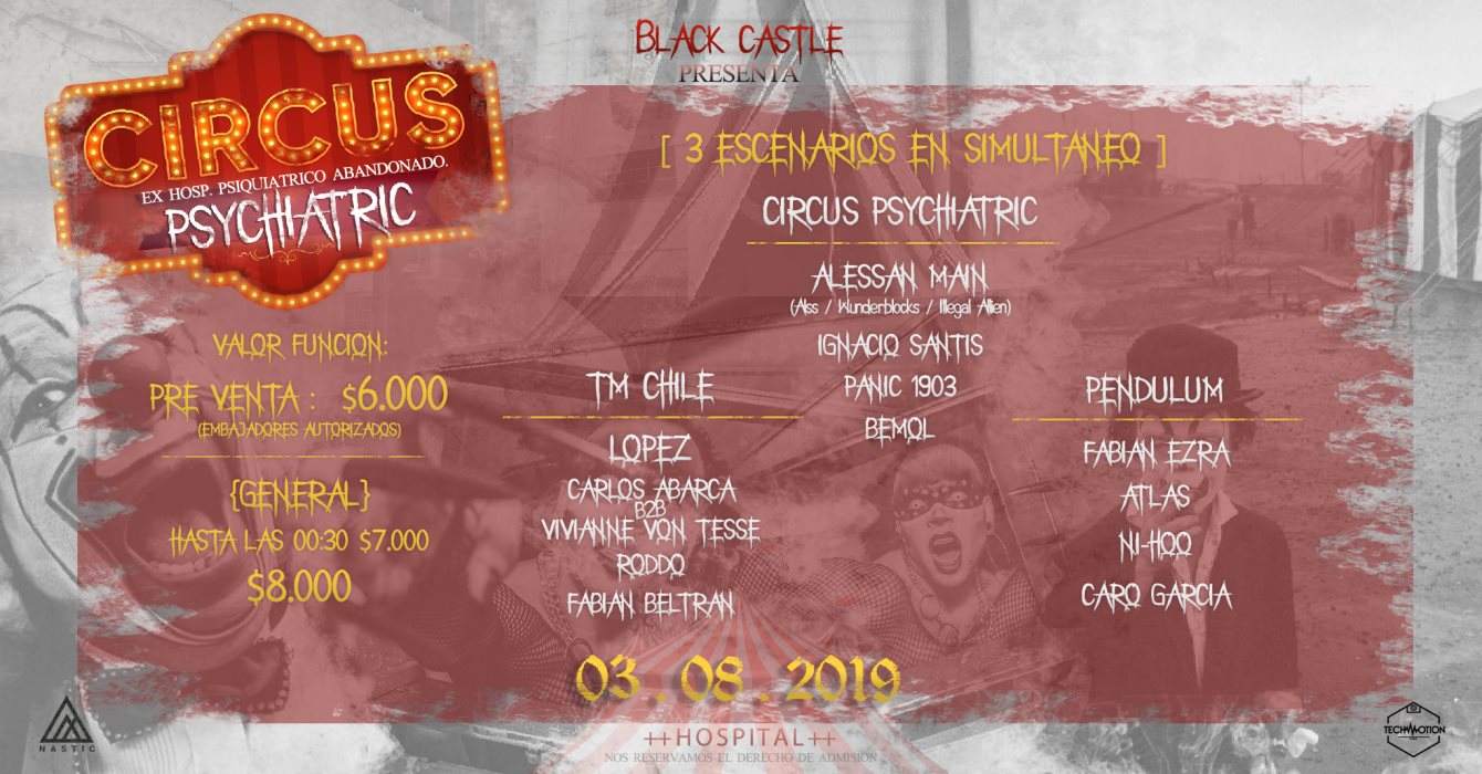 03.08 Black Castle presenta: Psychiatric Circus x Alessan Main - フライヤー裏