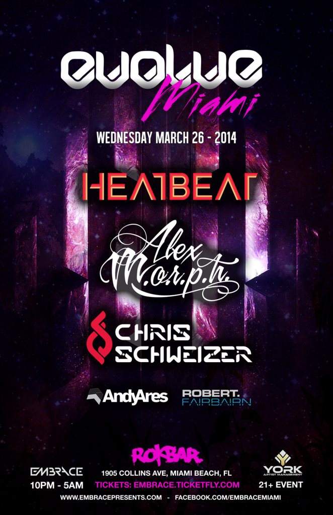 Evolve Miami presents Heatbeat, Alex M.O.R.P.H., Chris Schweizer and Andy Ares - Página frontal