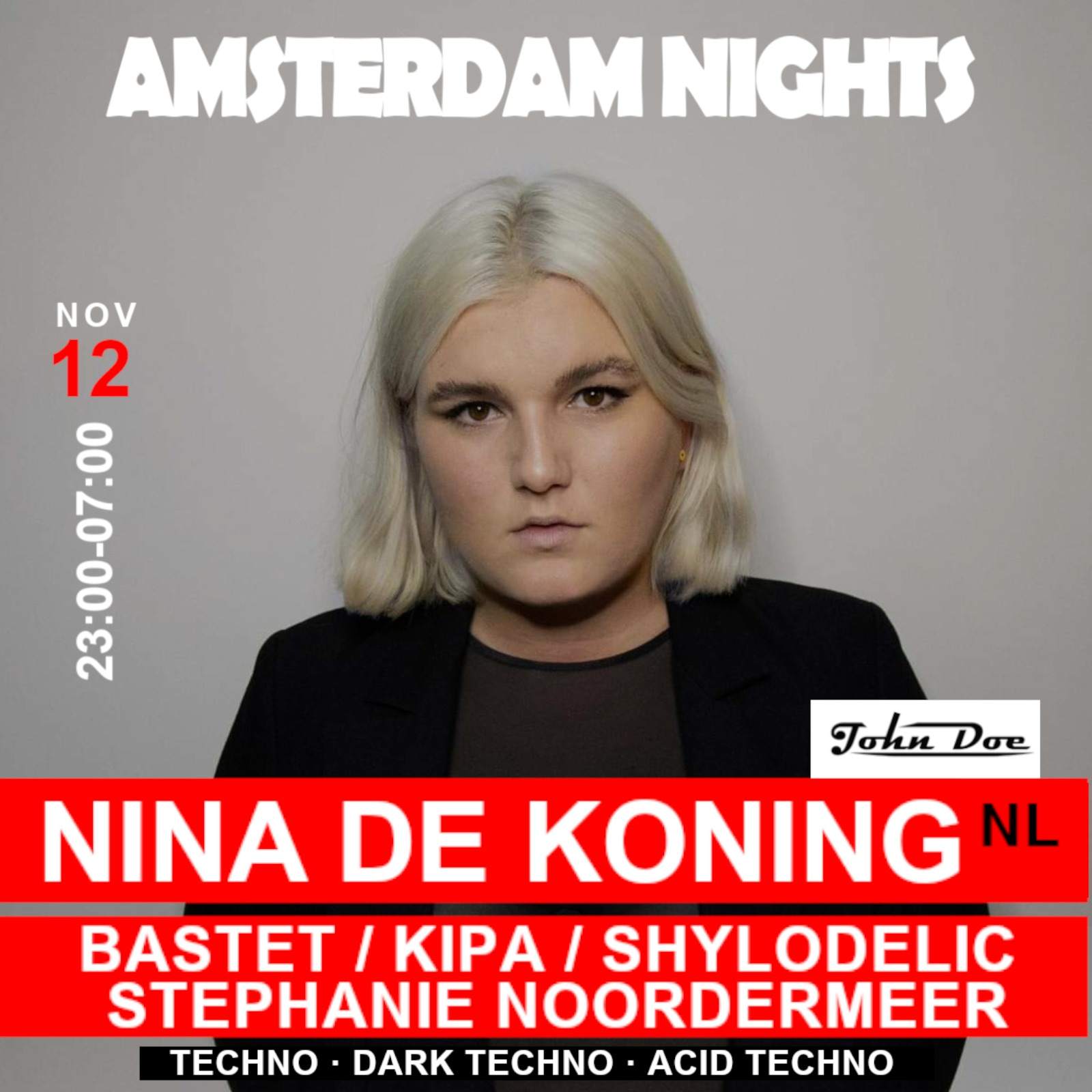 AMSTERDAM NIGHTS with Bastet, Kipa, Nina de Koning, Shylodelic, Stephanie Noordermeer - フライヤー表