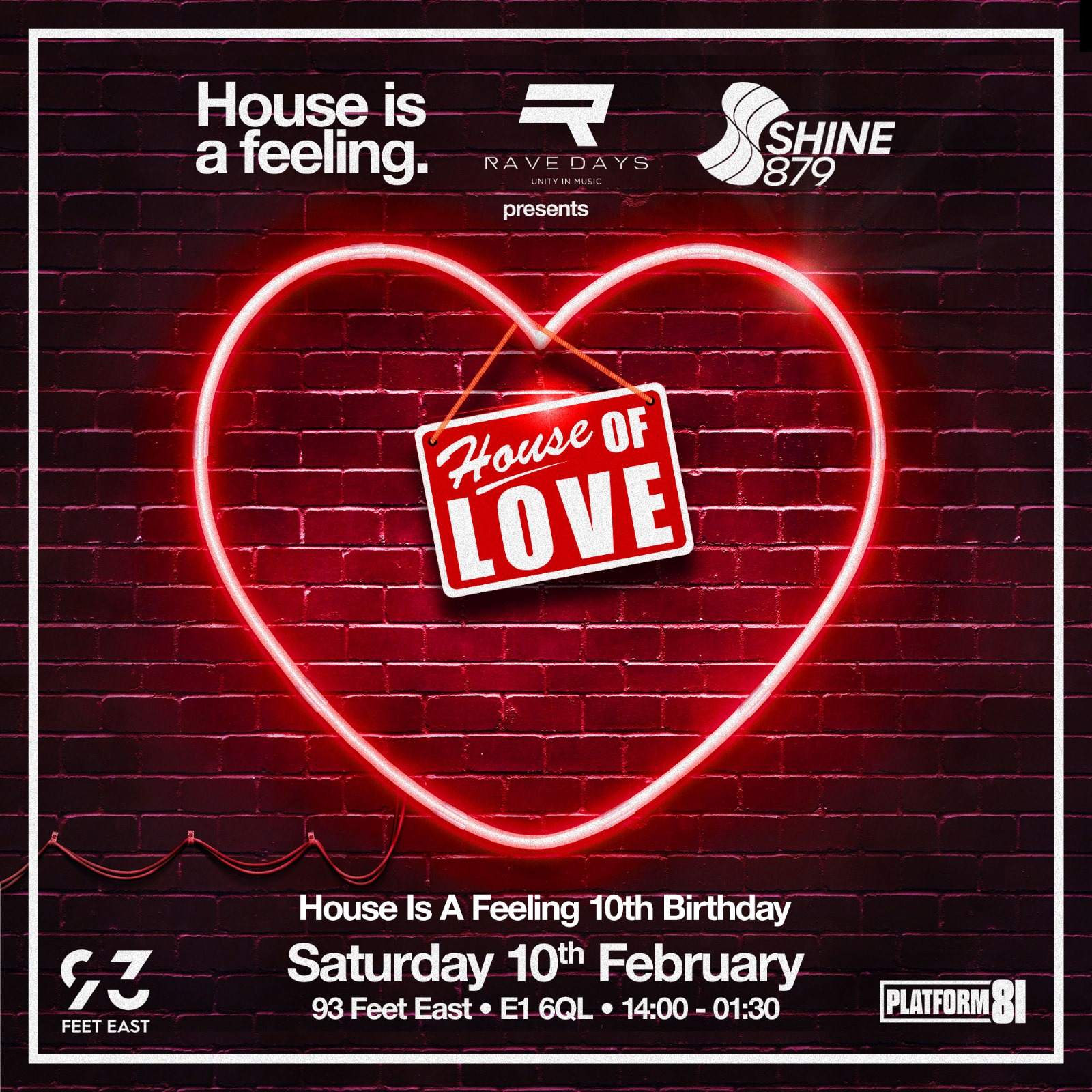 House is a feeling,Rave days & Shine 879 DAB present The House Of Love (NO ID NO ENTRY)  - Página frontal