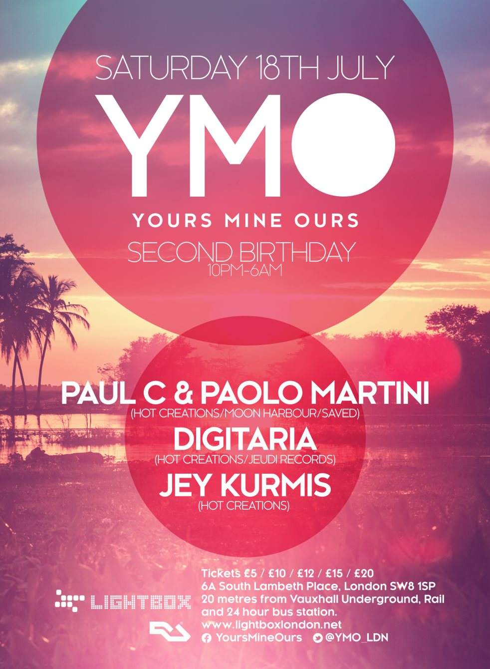 YMO 2nd Birthday with Paul C & Paolo Martini / Digitaria / Jey Kurmis - フライヤー表