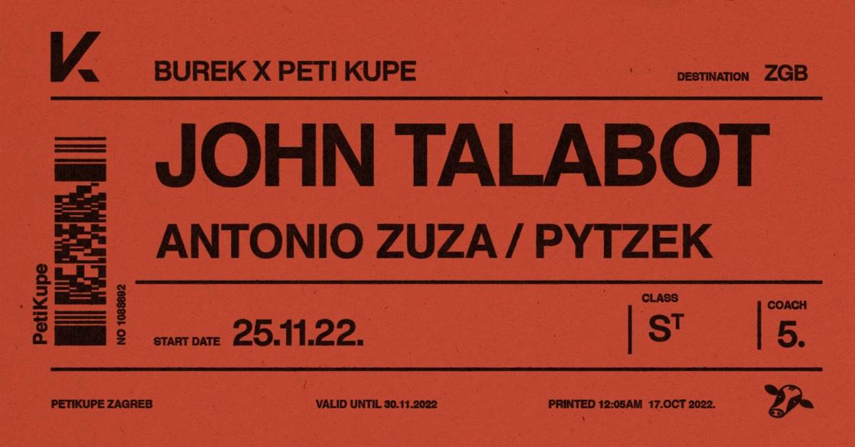 Burek x Peti Kupe with John Talabot - フライヤー表