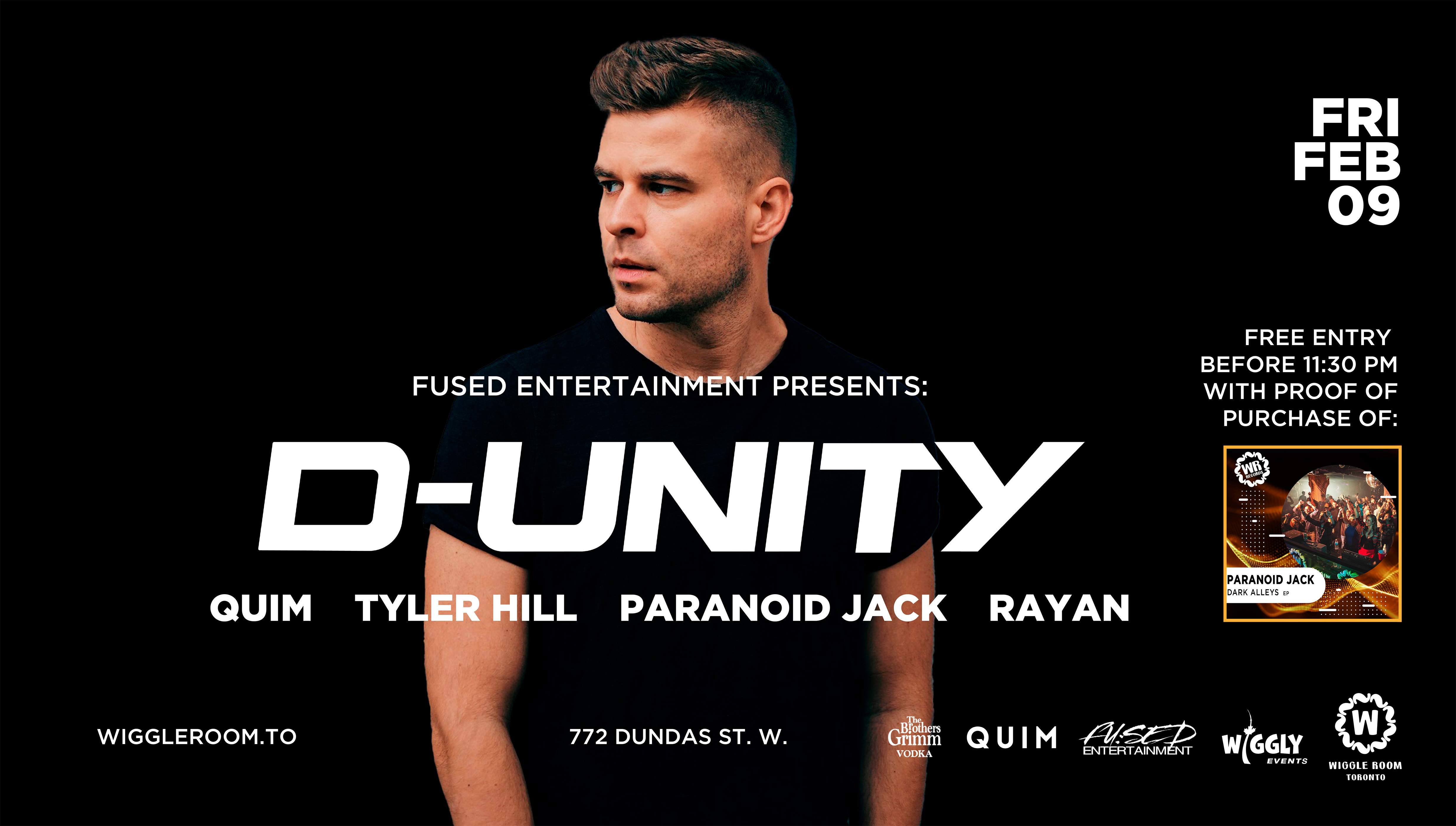 D-Unity / Tyler Hill / Quim / Paranoid Jack / Rayan - フライヤー表