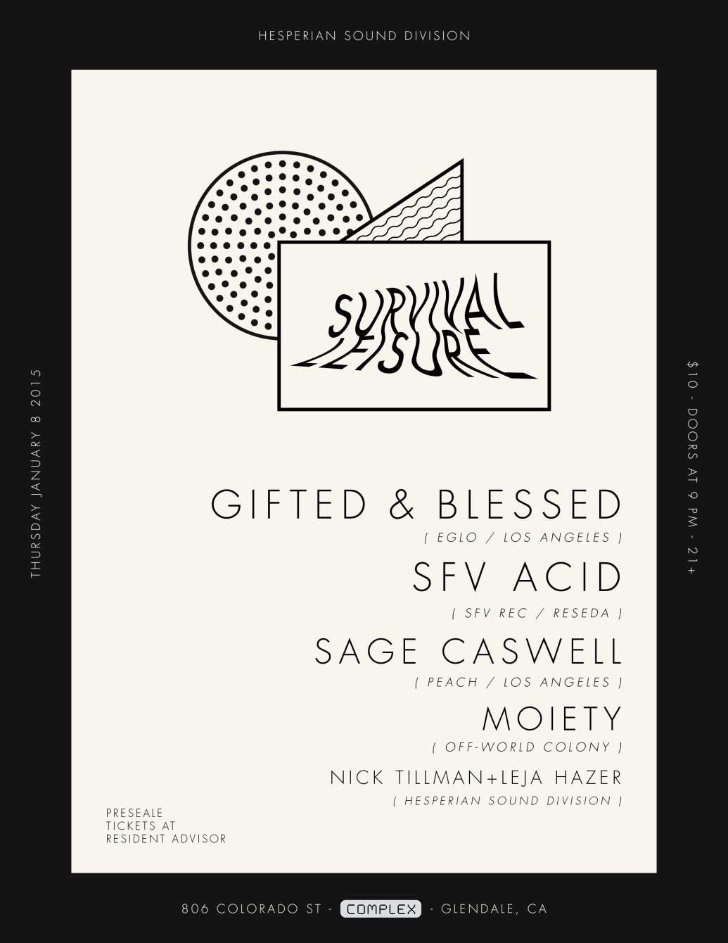 Survival Leisure with Gifted & Blessed, SFV Acid, Sage Caswell & More - フライヤー表
