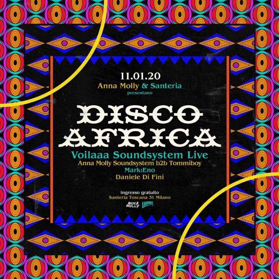 Anna Molly & Santeria presentano: Disco Africa - Free Entry - フライヤー表