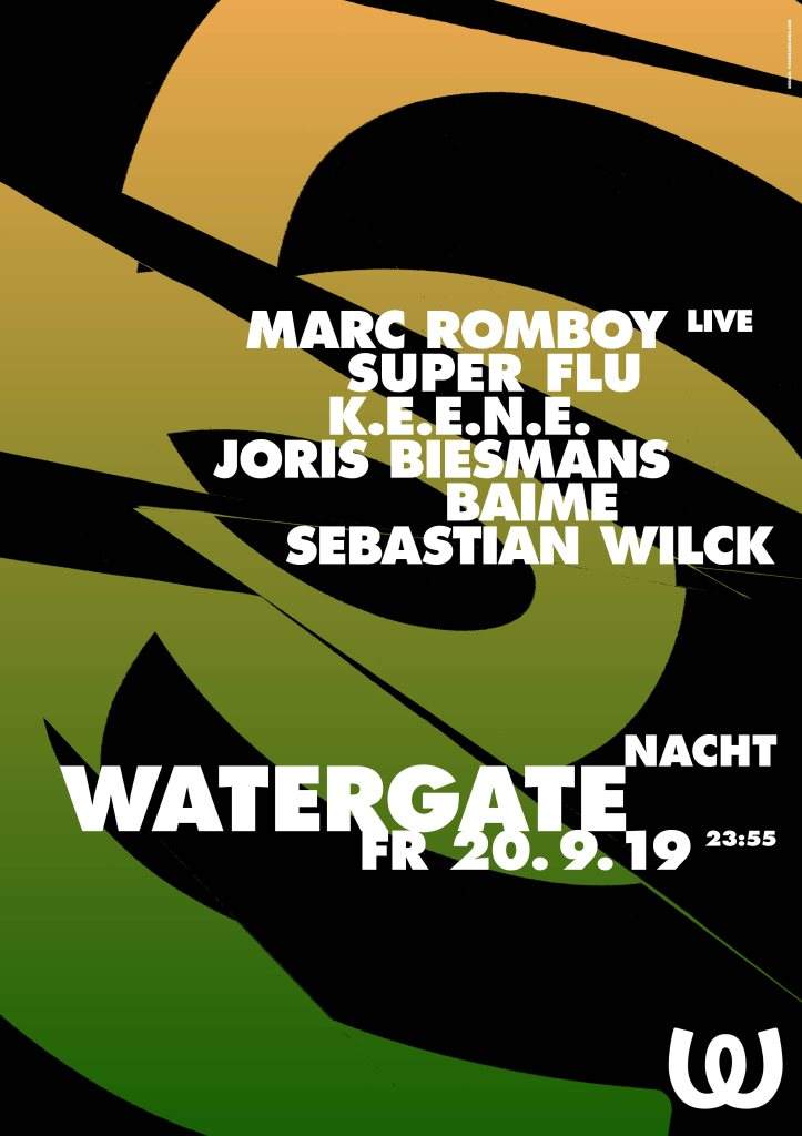 Watergate Nacht: Marc Romboy, Super Flu, Keene, Joris Biesmans, Baime, Sebastian Wilck - フライヤー表