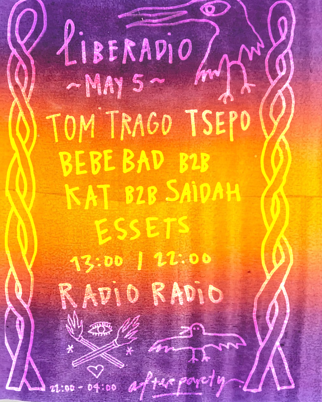LIBERADIO Block Party w/ Tom Trago, Tsepo, SAIDAH, KAT, bebe bad, Essets - フライヤー表