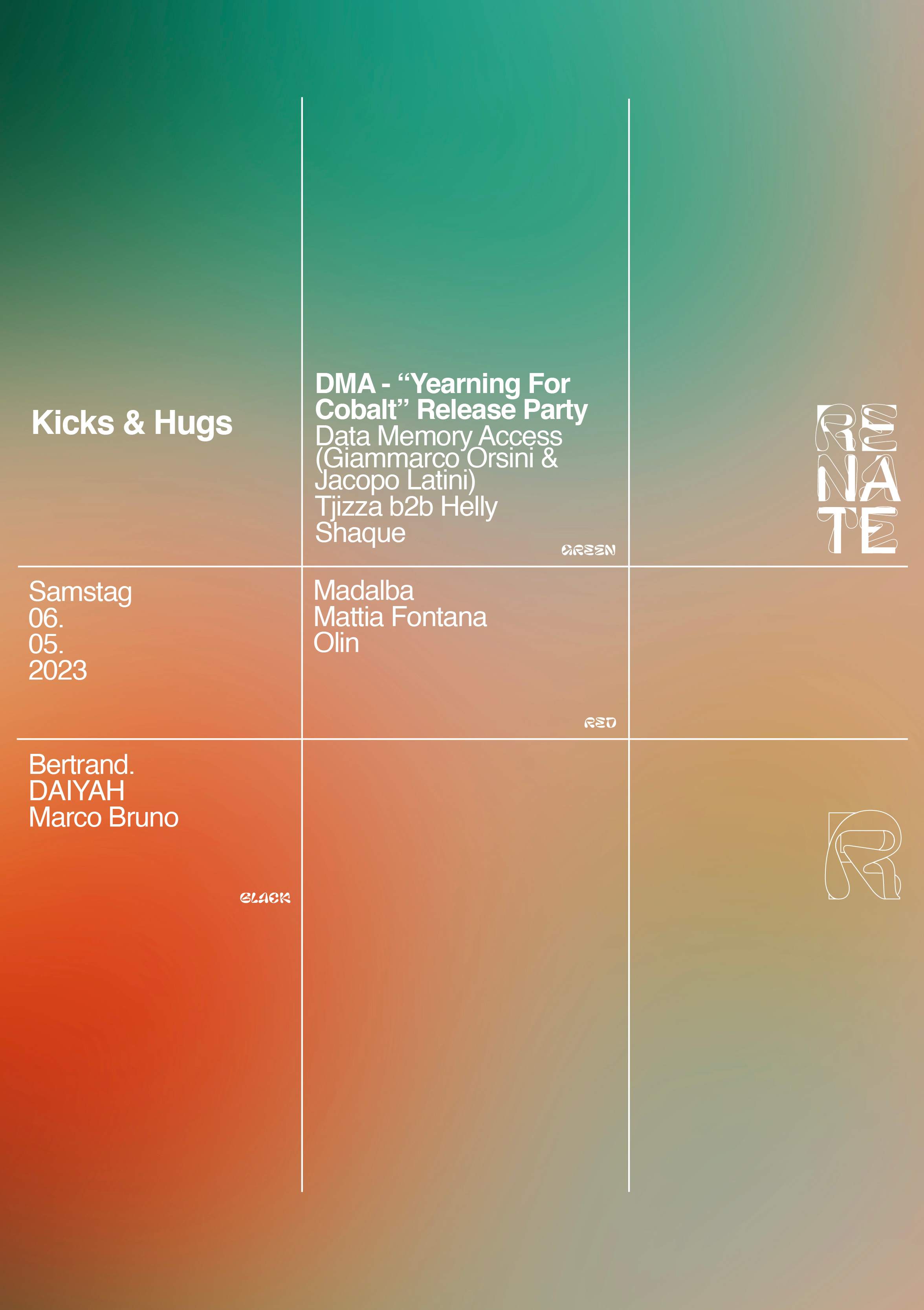 Kicks & Hugs with Data Memory Access, DAIYAH, Tjizza b2b Helly, SHAQUE, Madalba - Página frontal