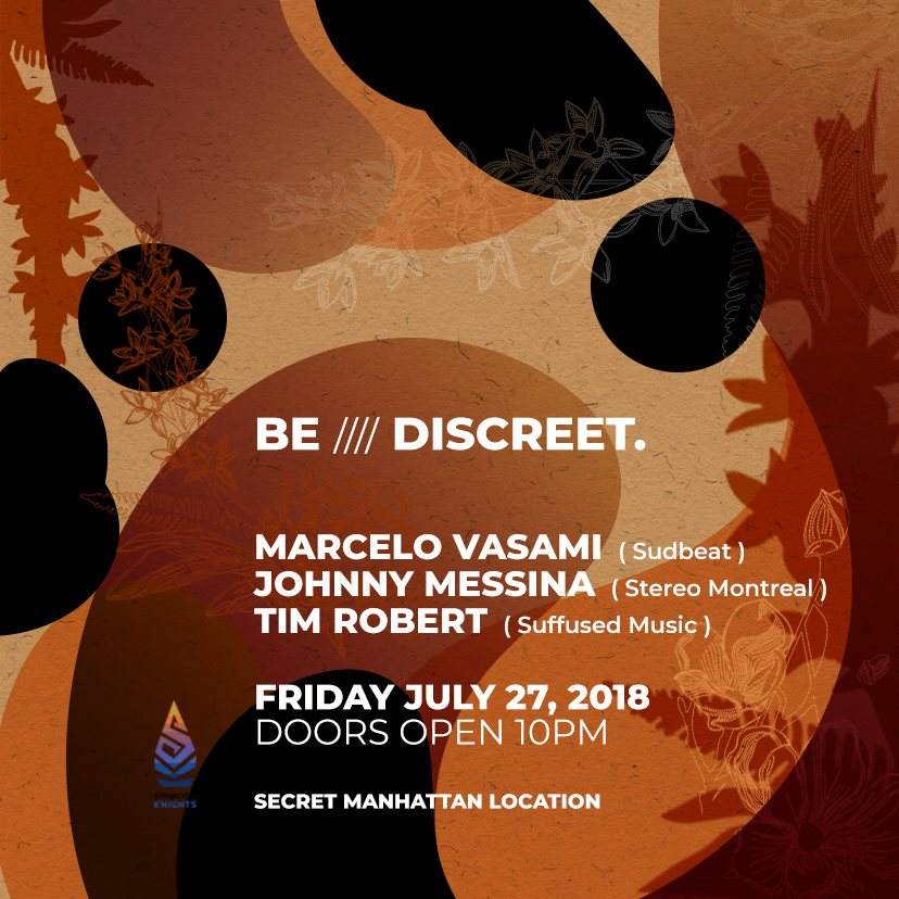 Be Discreet: Marcelo Vasami, Johnny Messina - フライヤー表