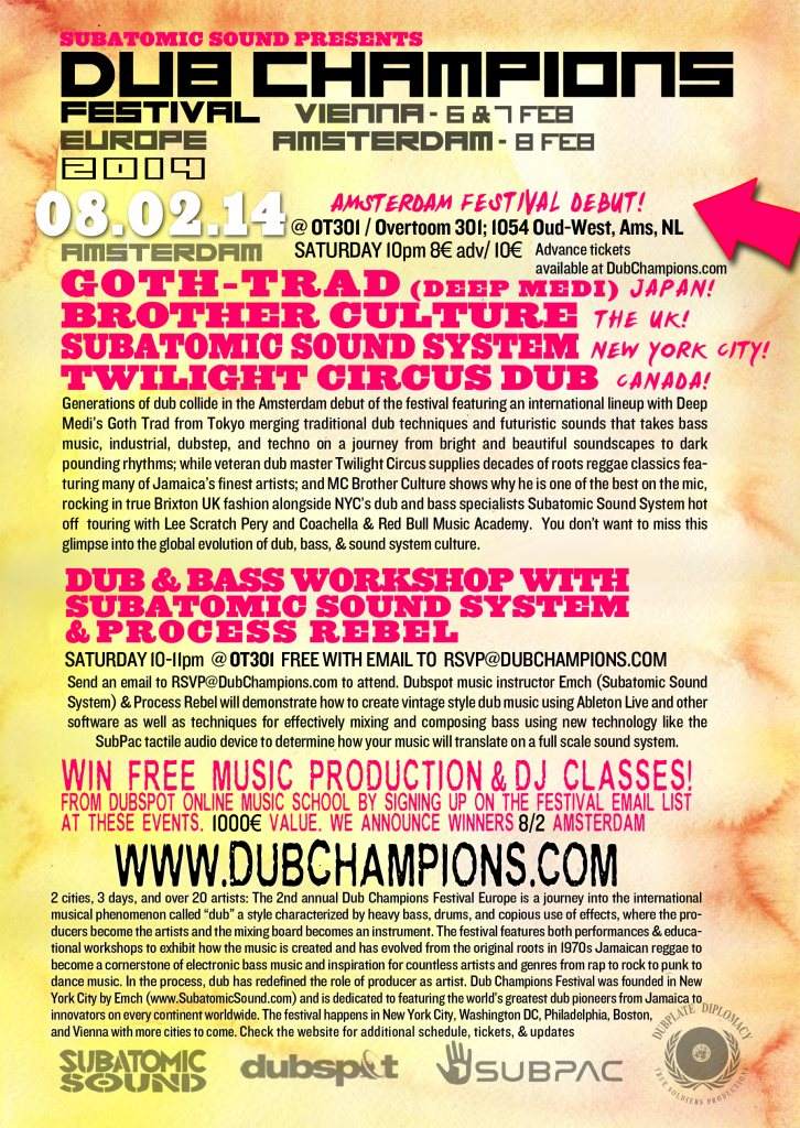 Dub Champions Festival Europe: Goth-Trad, Subatomic Sound System, Twilight Circus, Brother Cult - Página trasera