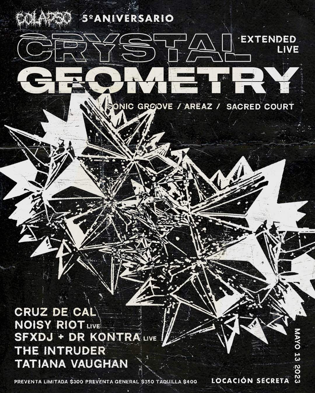 Colapso V Aniversario presenta: Crystal Geometry live act [Sonic Groove/ Sacred Court/Hands] - Página frontal