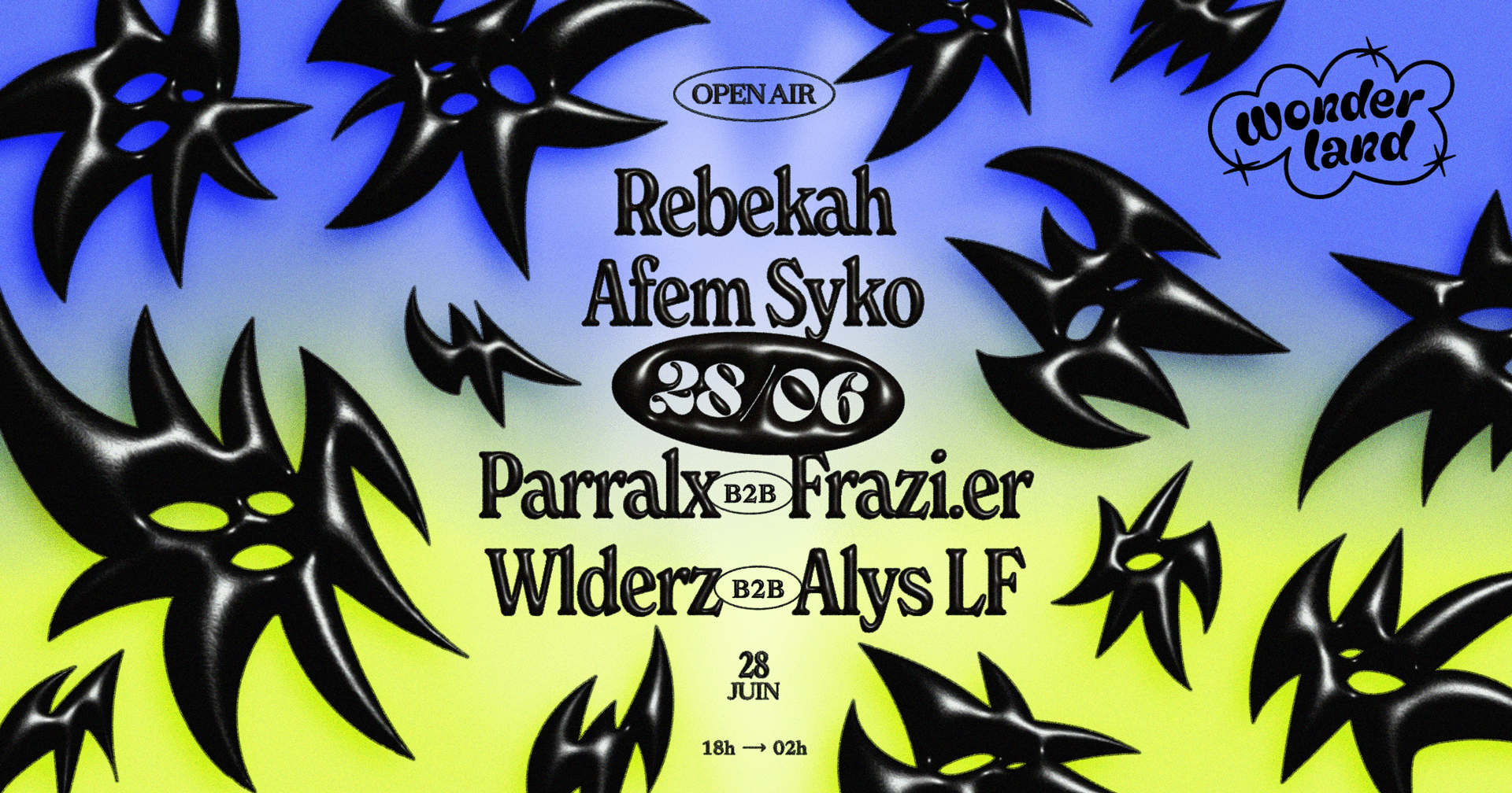 Wonderland invite: Rebekah - Afem Syko - Parallx B2B Frazi.er - Wlderz b2b Alys LF - Página frontal