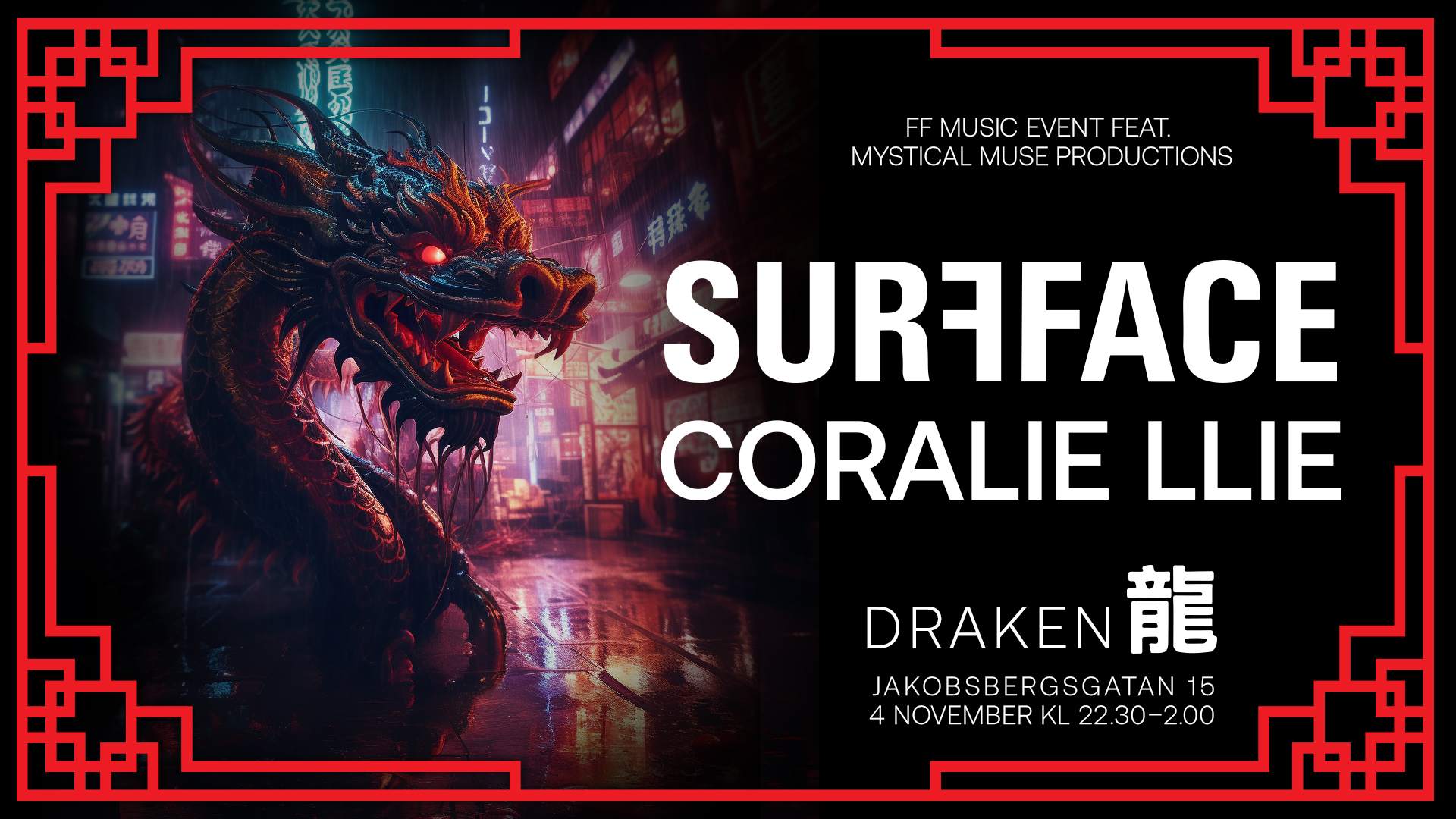 Dragon Beats Unleashed: Fusion with Coralie Llie & Surfface - フライヤー表