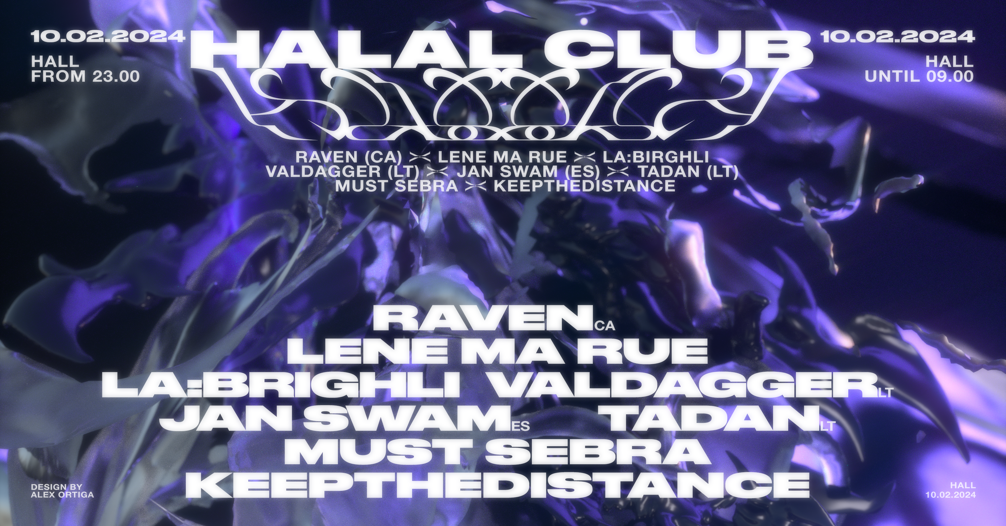 Halal Club 2 year Anniversary: Raven (CA) X Valdagger (LT) X Lene Ma Rue X LA:BRGHLI - Página frontal