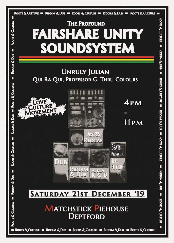 Cancelled Fairshare Unity Soundsystem - All Day - フライヤー表