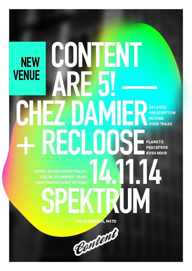 Content 5th Birthday with Chez Damier & Recloose - フライヤー表