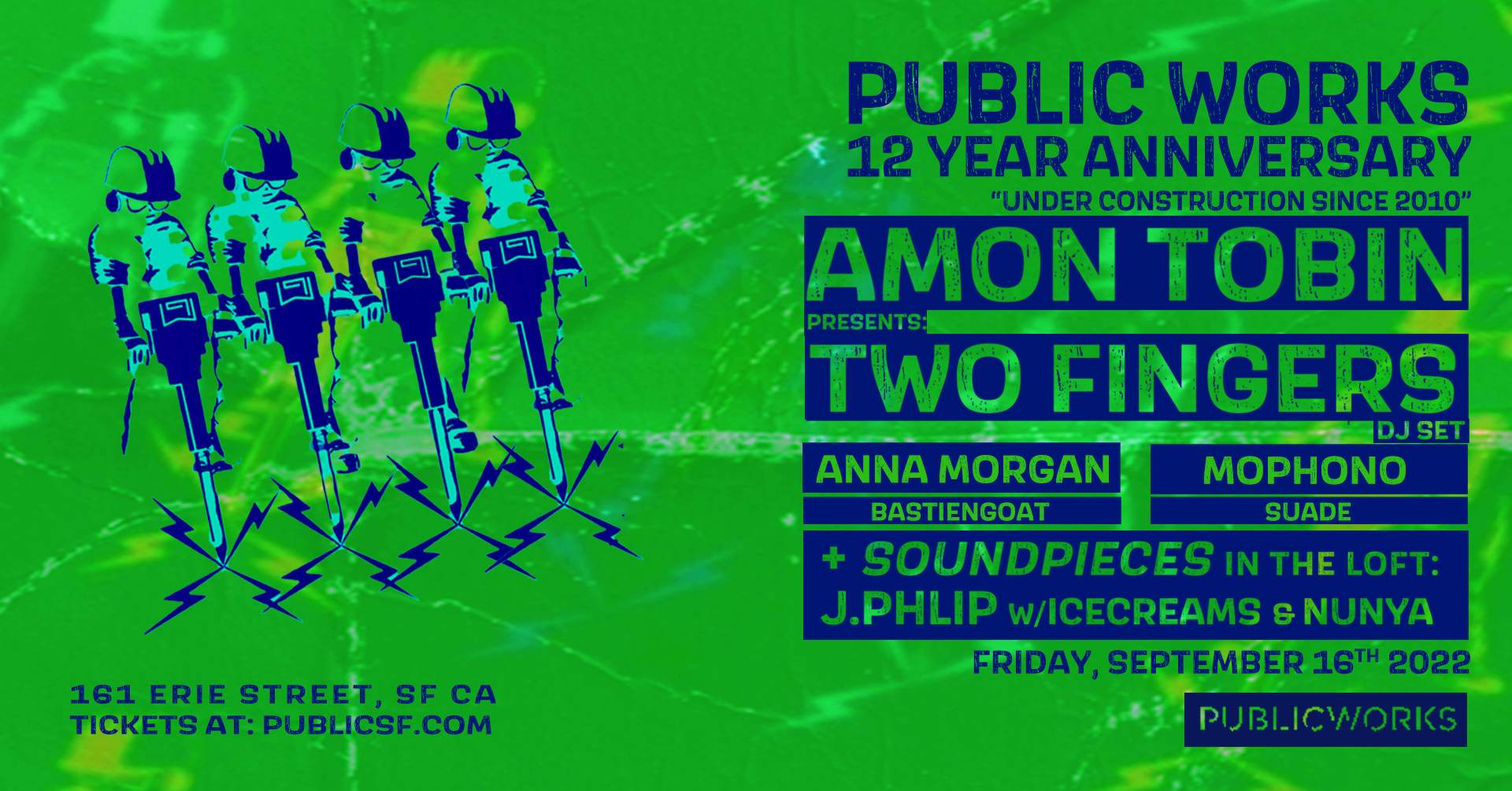 Public Works 12-Year Anniversary with Amon Tobin presents Two Fingers DJ Set - Página frontal
