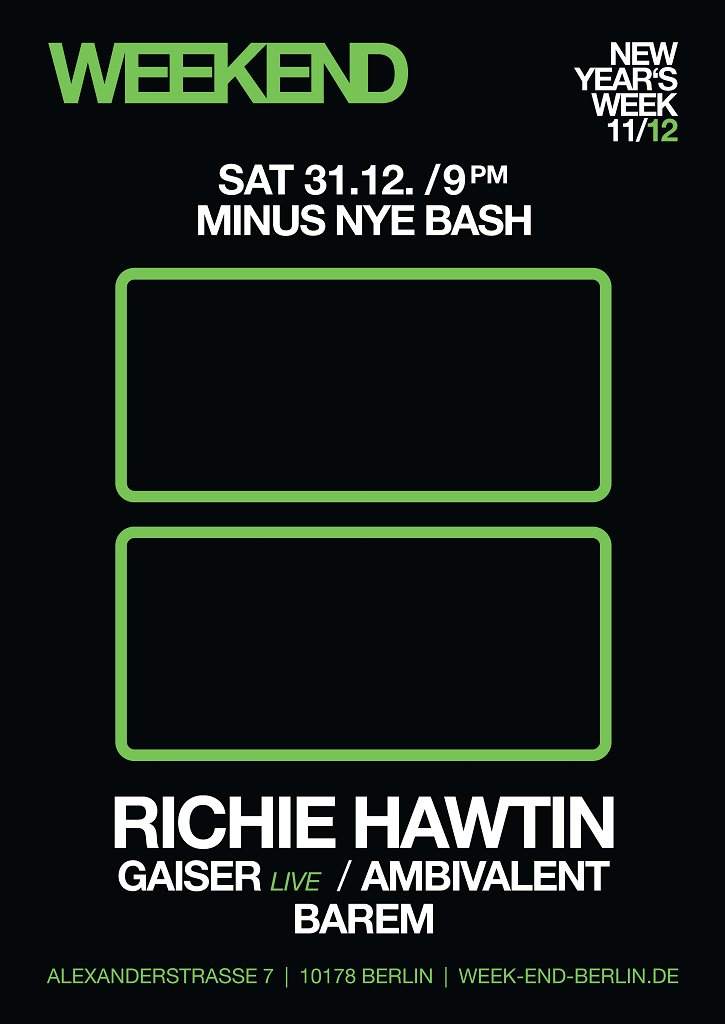 Minus New Year's Eve Bash - Richie Hawtin, Ambivalent, Gaiser & Barem - Página frontal