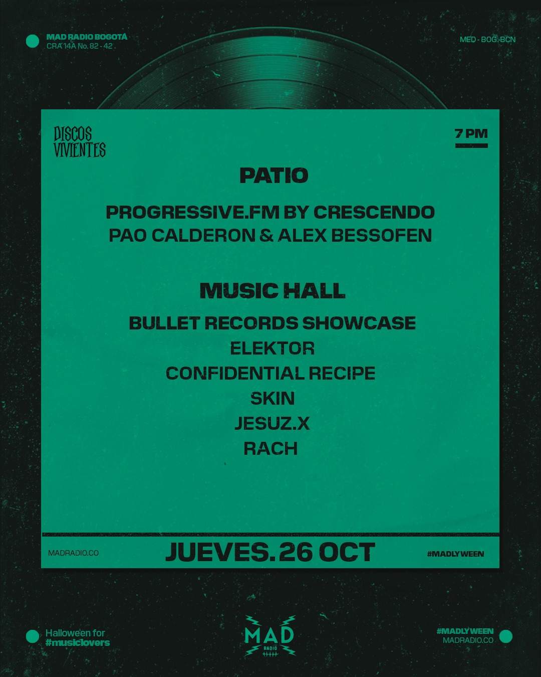 PRE HALLOWEEN / PROGRESSIVE.FM / BULLET RECORDS SHOWCASE - Página trasera