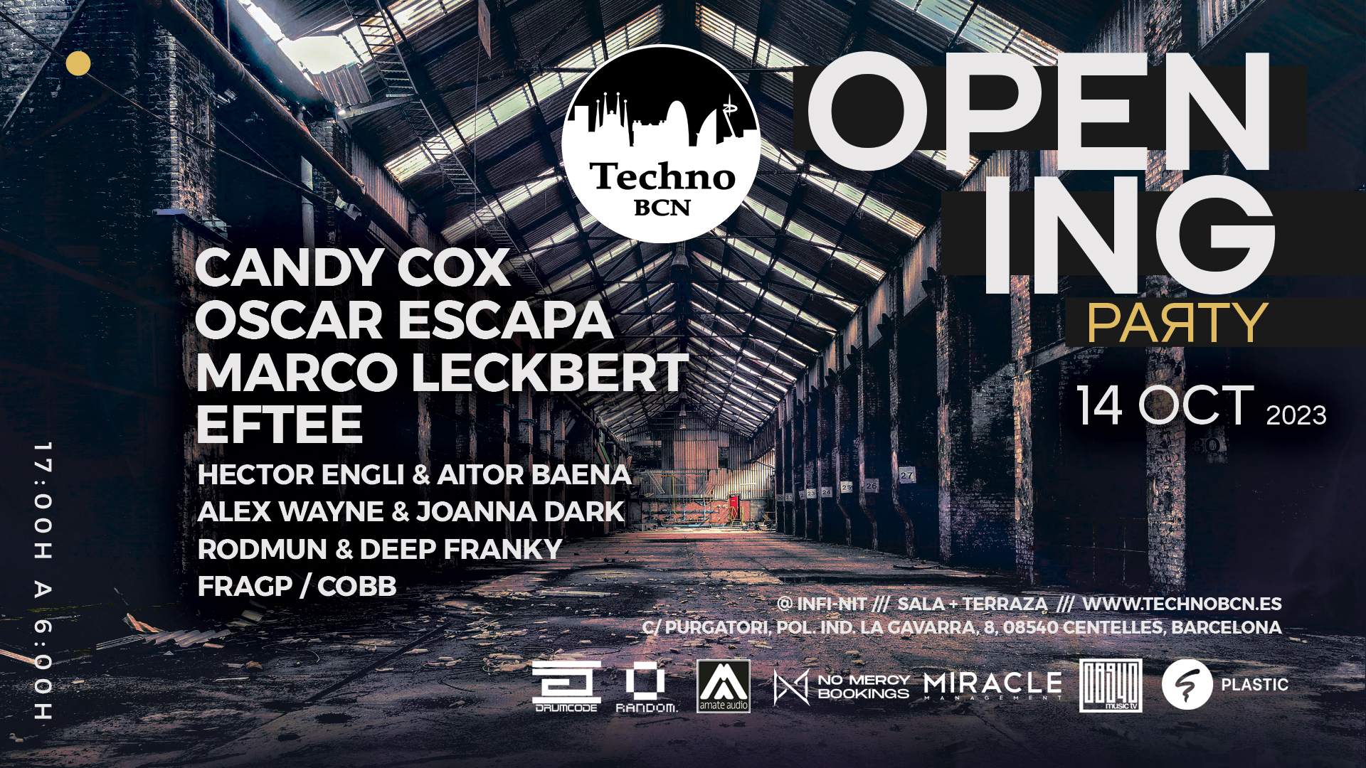 TECHNO BCN - OPENING - Candy Cox, Marco Leckbert, Oscar Escapa, EFTEE, - フライヤー表
