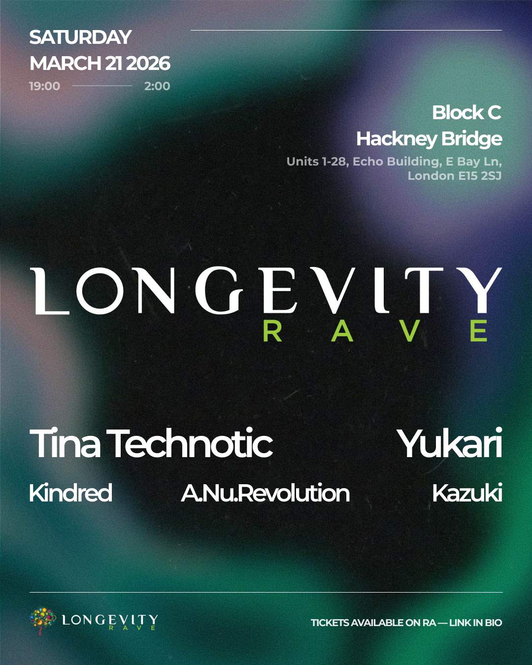 Longevity Rave at Hackney Bridge, London