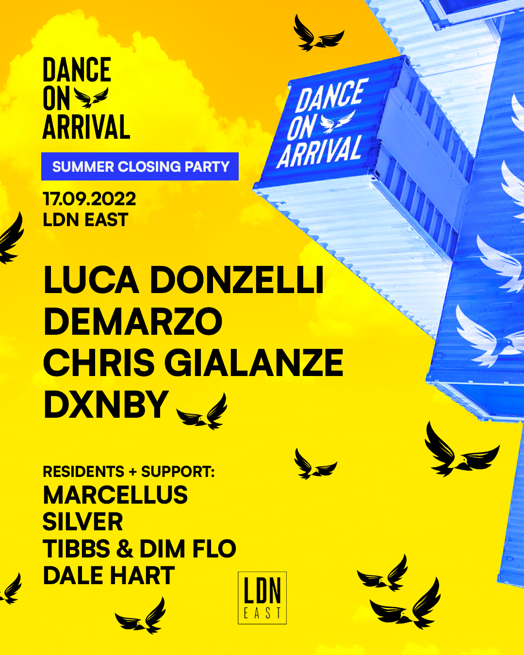 DanceOnArrival: Summer Closing Party with Luca Donzelli, DeMarzo + DXNBY - フライヤー表