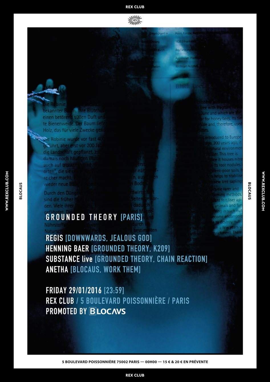 Blocaus Invites Grounded Theory with Regis, Henning Baer, Substance aka DJ Pete, Anetha - Página frontal