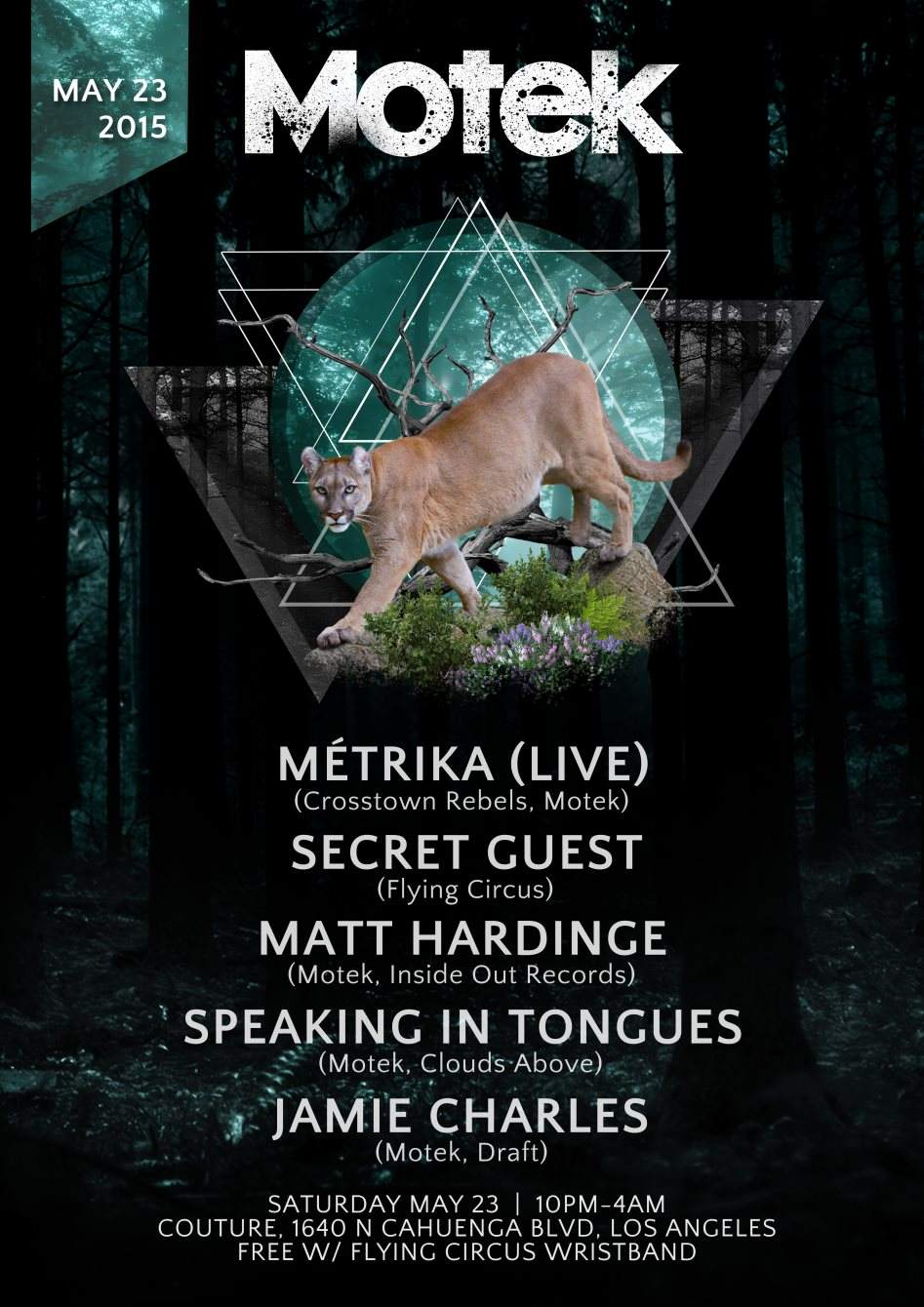 Motek presents...Métrika (Live), Matt Hardinge, Speaking In Tongues, Jamie Charles - フライヤー表
