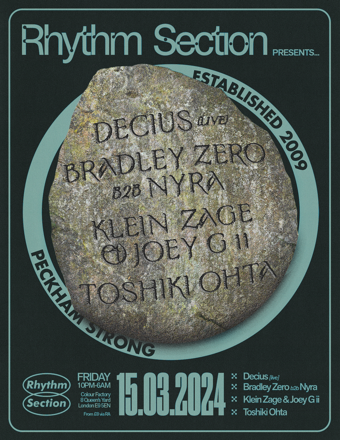 Rhythm Section with Decius (live), Bradley Zero b2b Nyra, Tosh, Klein Zage + Joey G ii - フライヤー裏