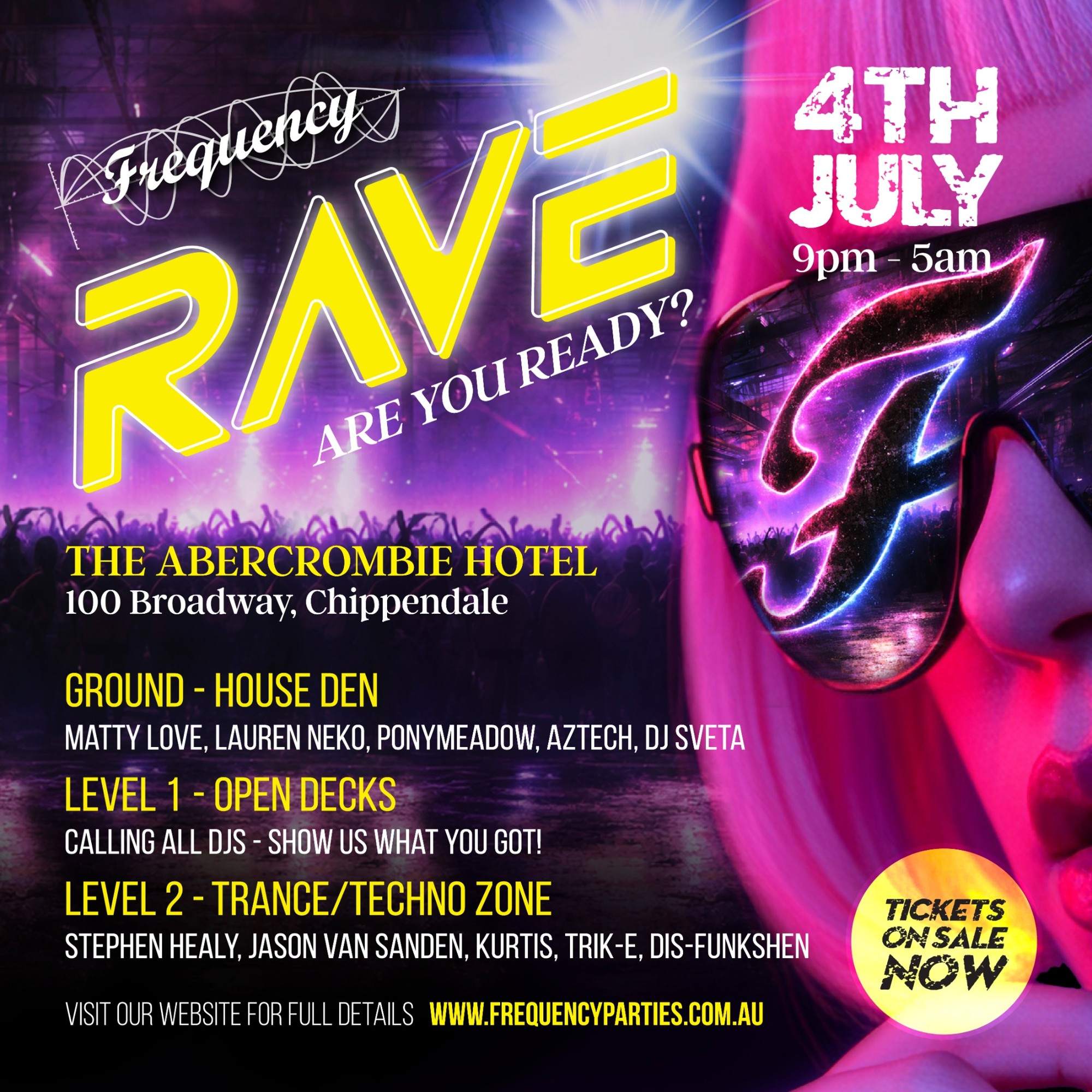 Frequency RAVE at Abercrombie Hotel, Sydney