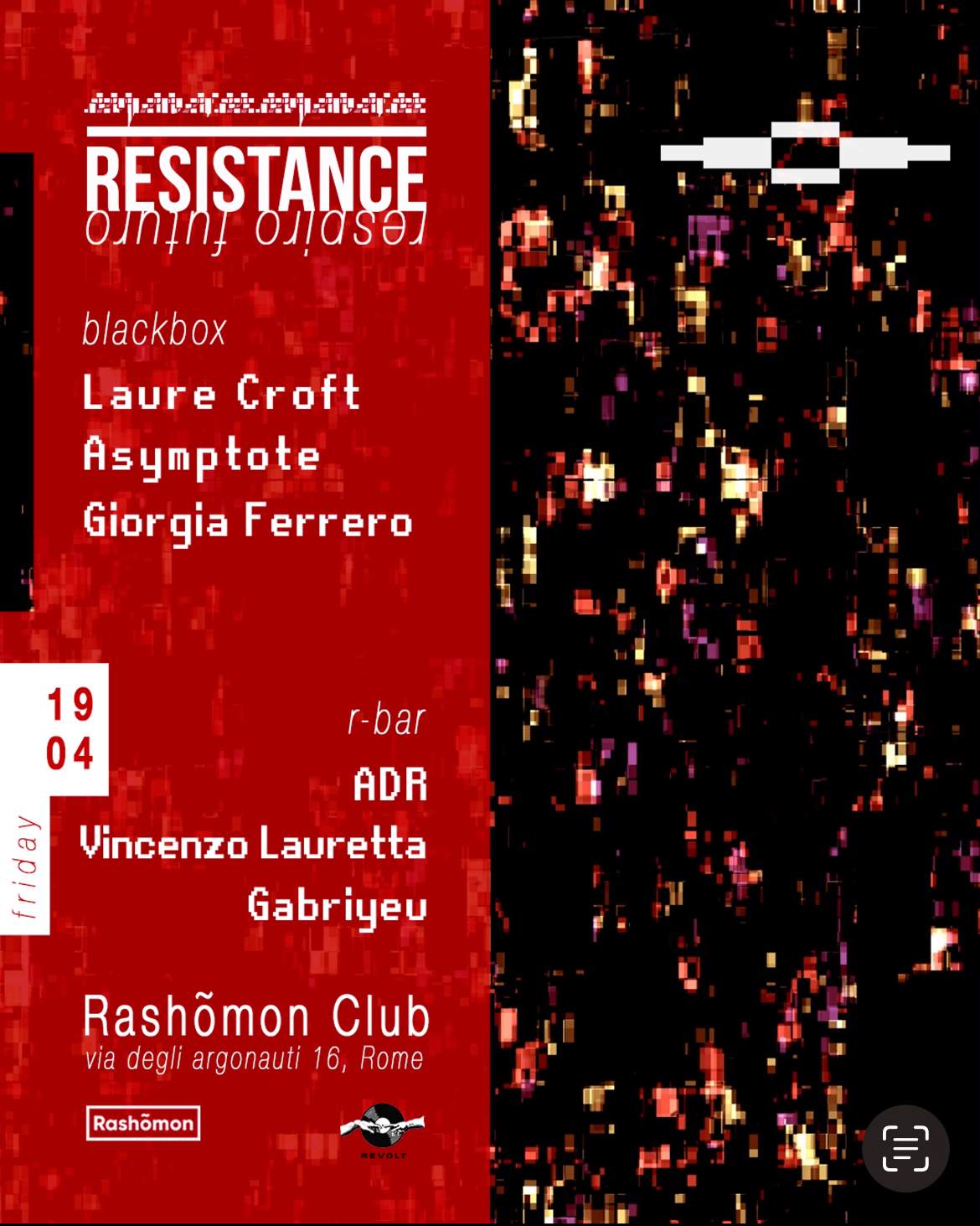 Resistance: Laure Croft, Asymptote, Giorgia Ferrero - フライヤー裏