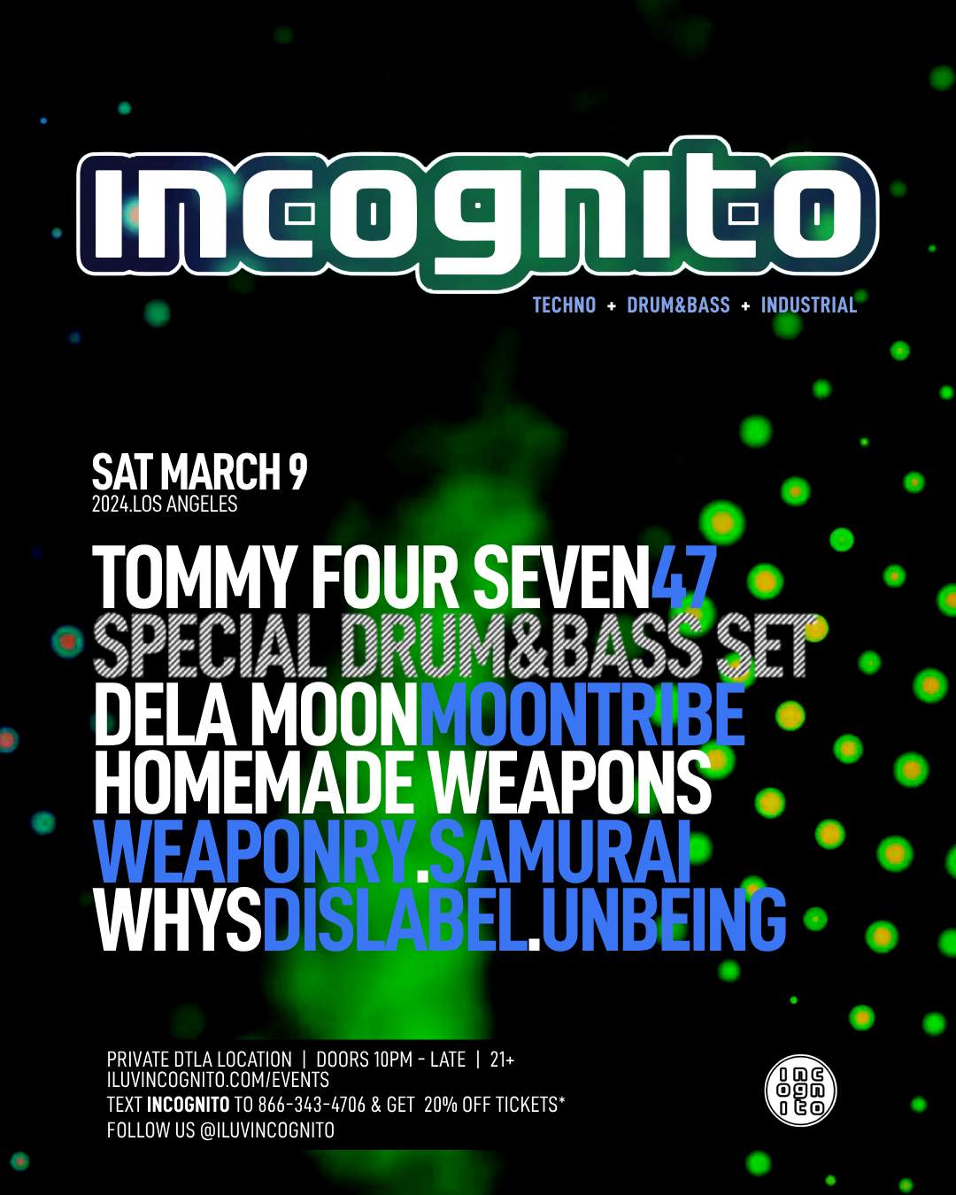 INCOGNITO presents Tommy Four Seven, dela Moon, Homemade Weapons - Página frontal