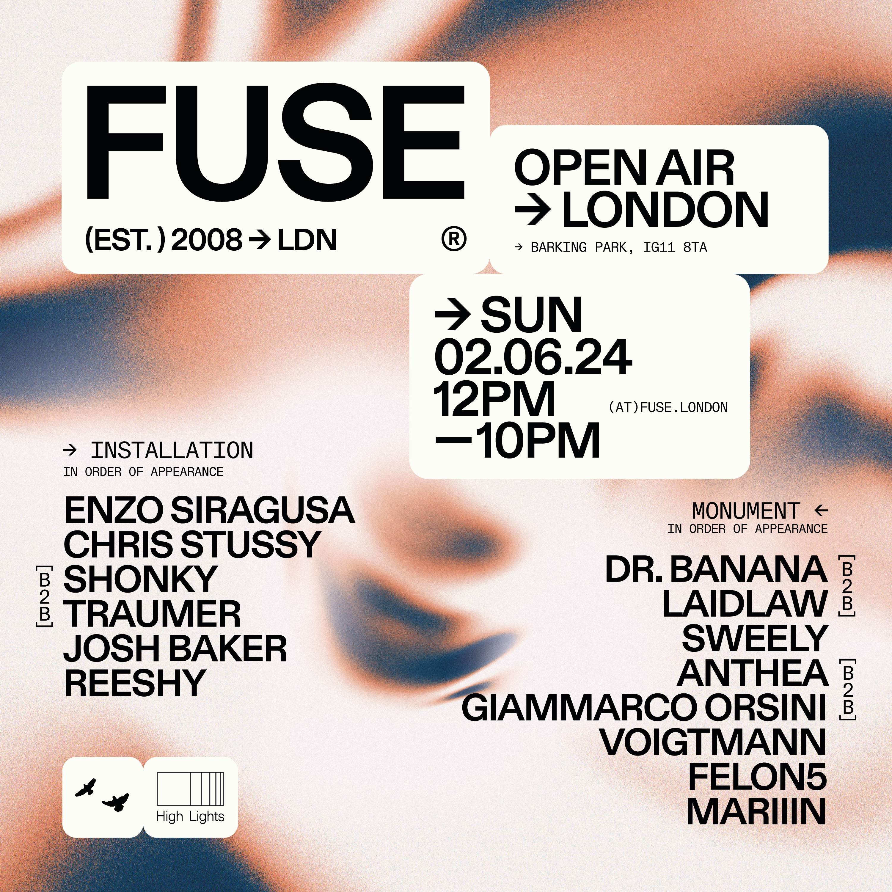 FUSE Open Air W/ Enzo Siragusa, Chris Stussy, Josh Baker, Sweely & More - フライヤー表