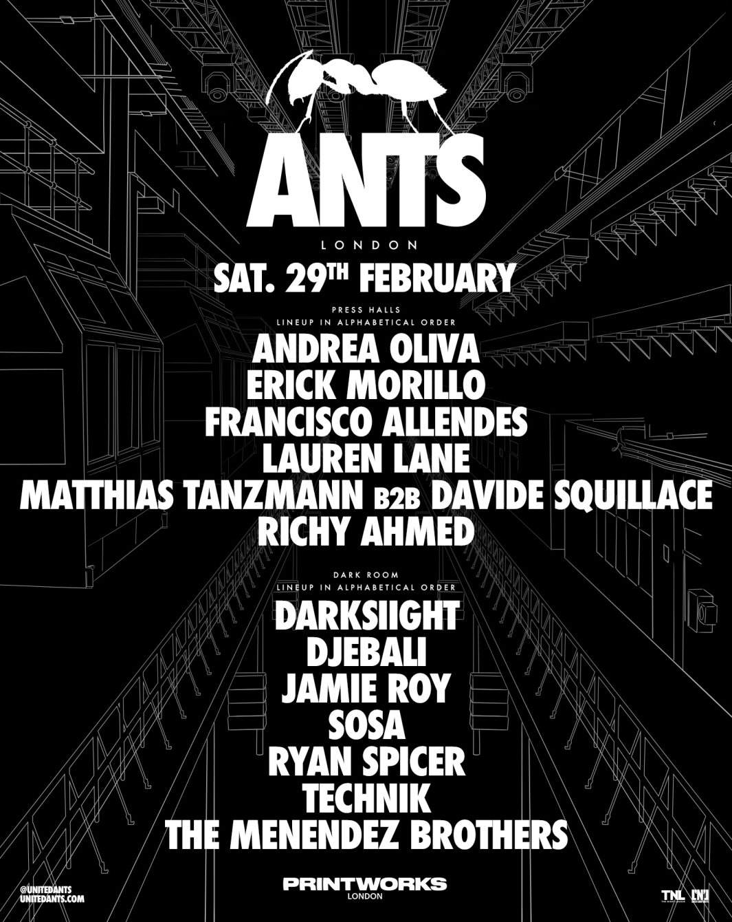 ANTS with Andhim, Andrea Oliva b2b Ilario Alicante, Chelina Manuhutu, Eli & Fur, wAFF, and more - Página trasera