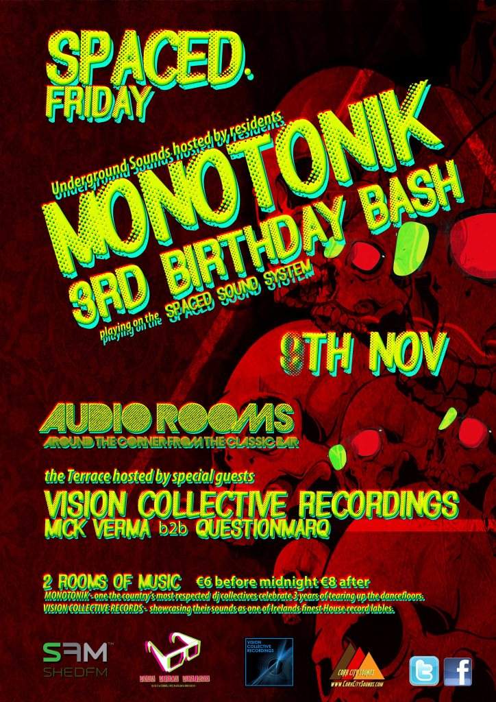 Monotonik 3rd Birthday Bash / Vision Collective Recordings Showcase - フライヤー表