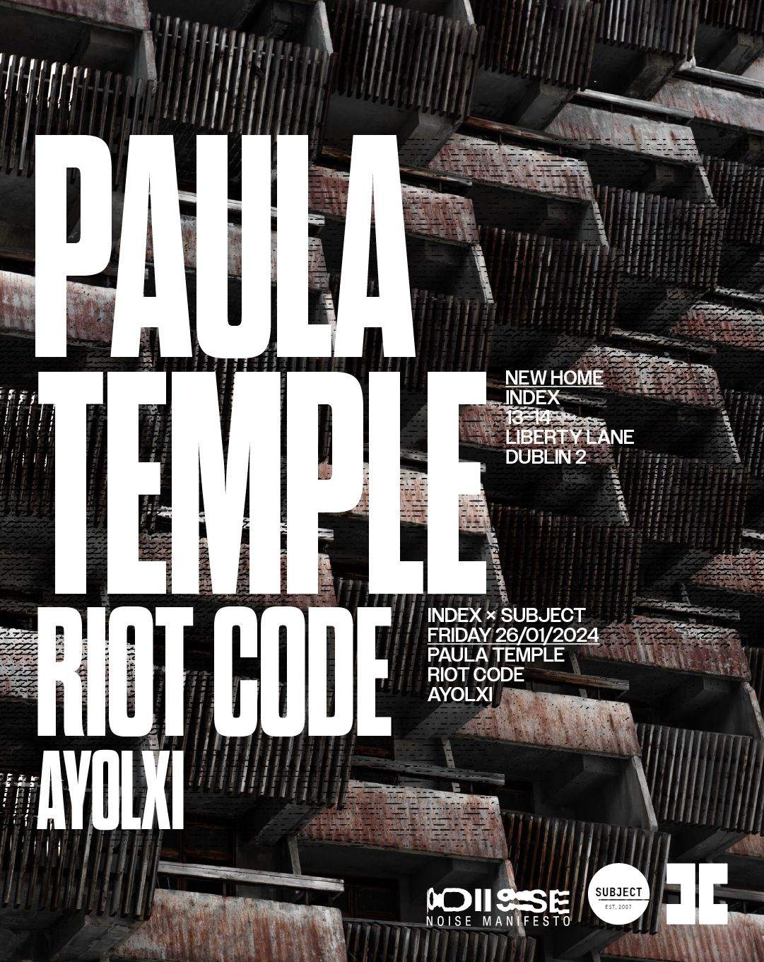 Paula Temple & RIOT CODE - Página frontal