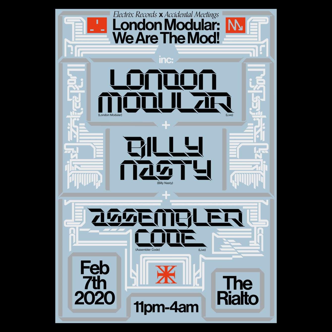 Electrix Records x Accidental Meetings: London Modular(Live), Billy Nasty, Assembler Code(Live) - Página frontal