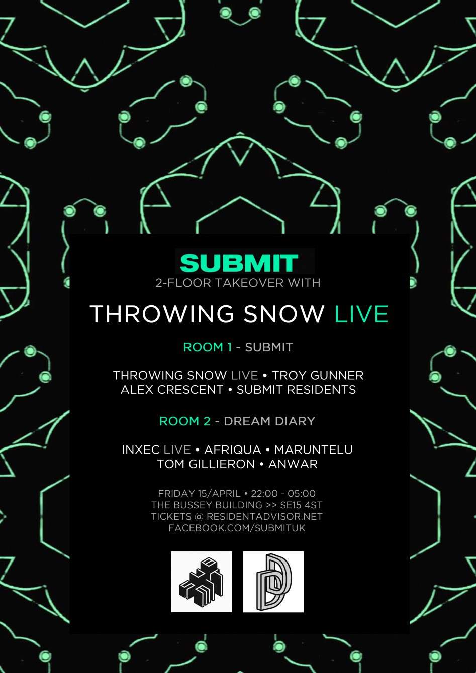 Submit with Throwing Snow (Live), Troy Gunner, Alex Crescent & Dream Diary - フライヤー表