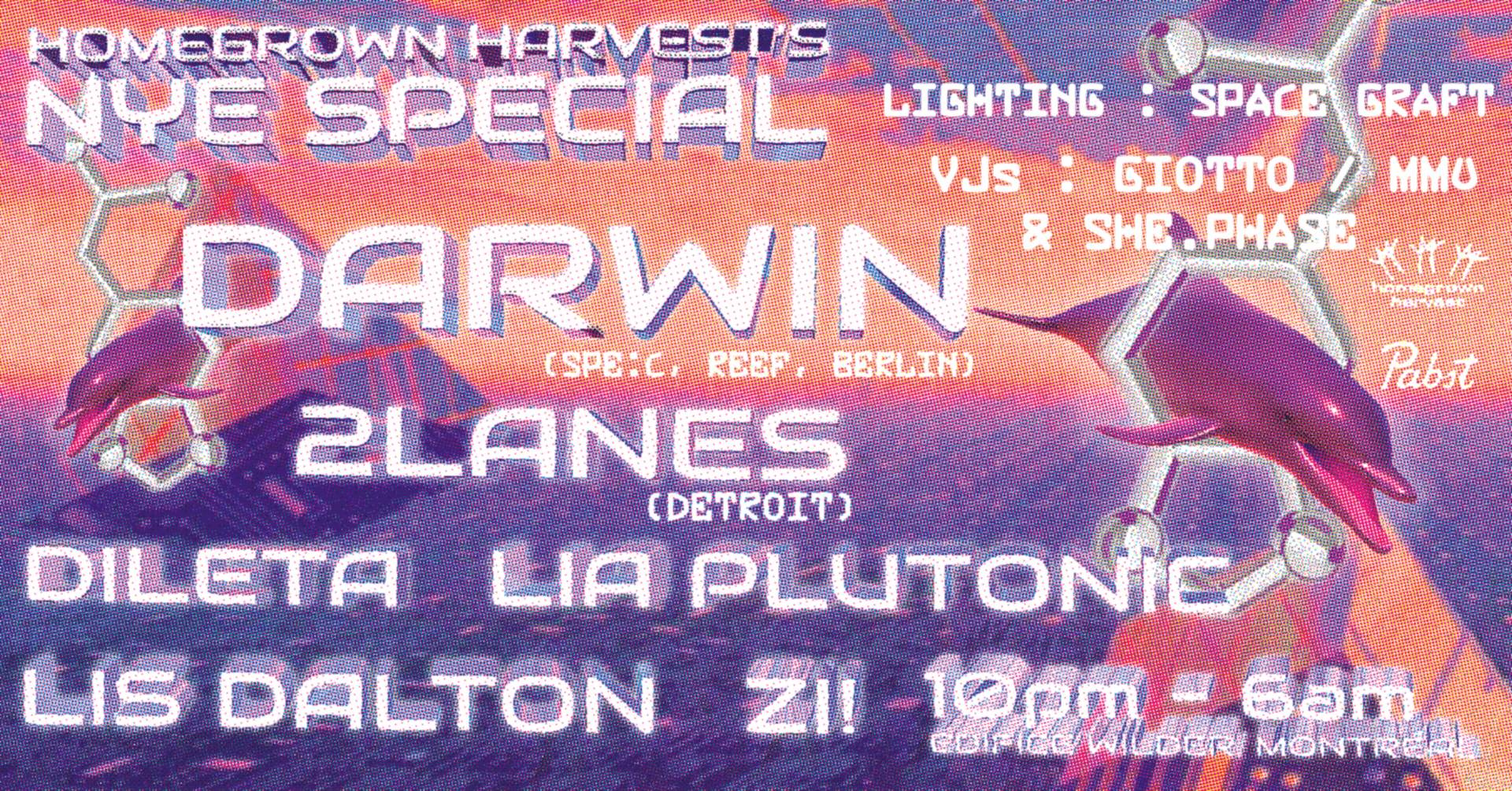 Homegrown Harvest NYE w/ Darwin, 2lanes, dileta, Lia Plutonic, Lis Dalton & zi! - フライヤー表