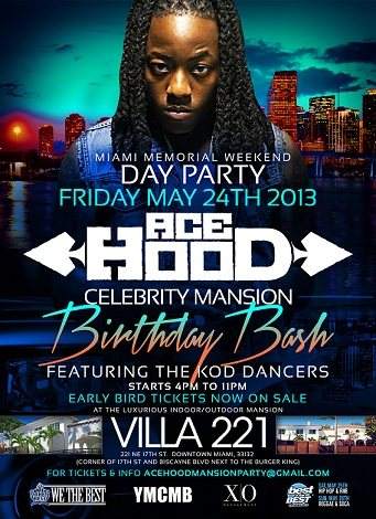 Ace Hood Birthday Celebrity Mansion Party - フライヤー表