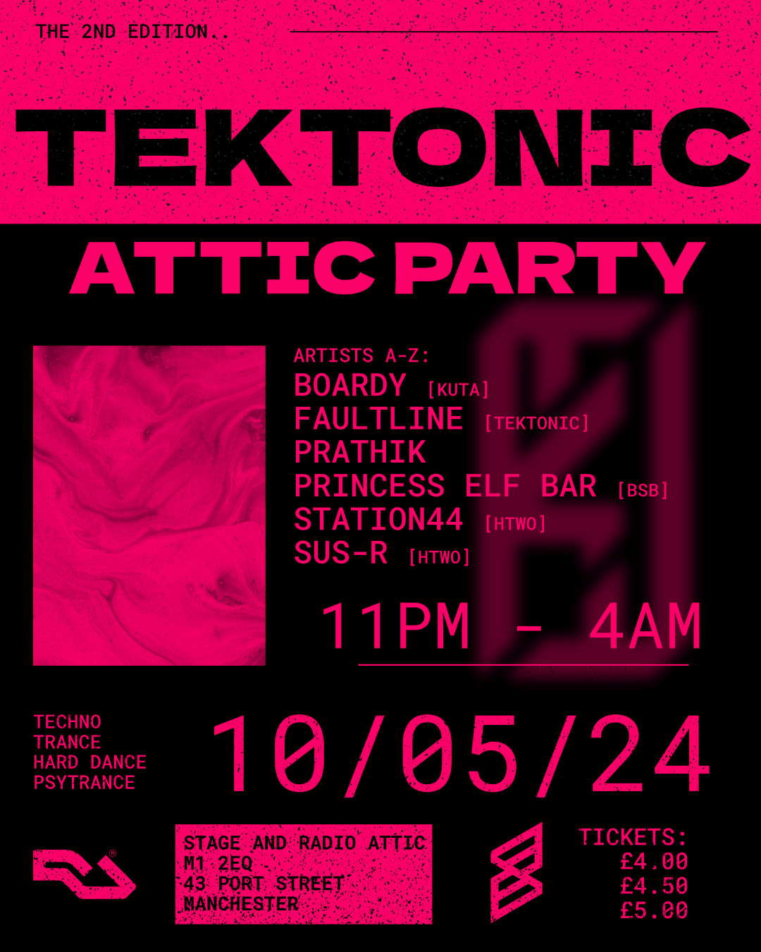 Tektonic Attic Party with Princess Elf Bar, station44, Faultline, Boardy, Prathik, SUS-R - Página frontal